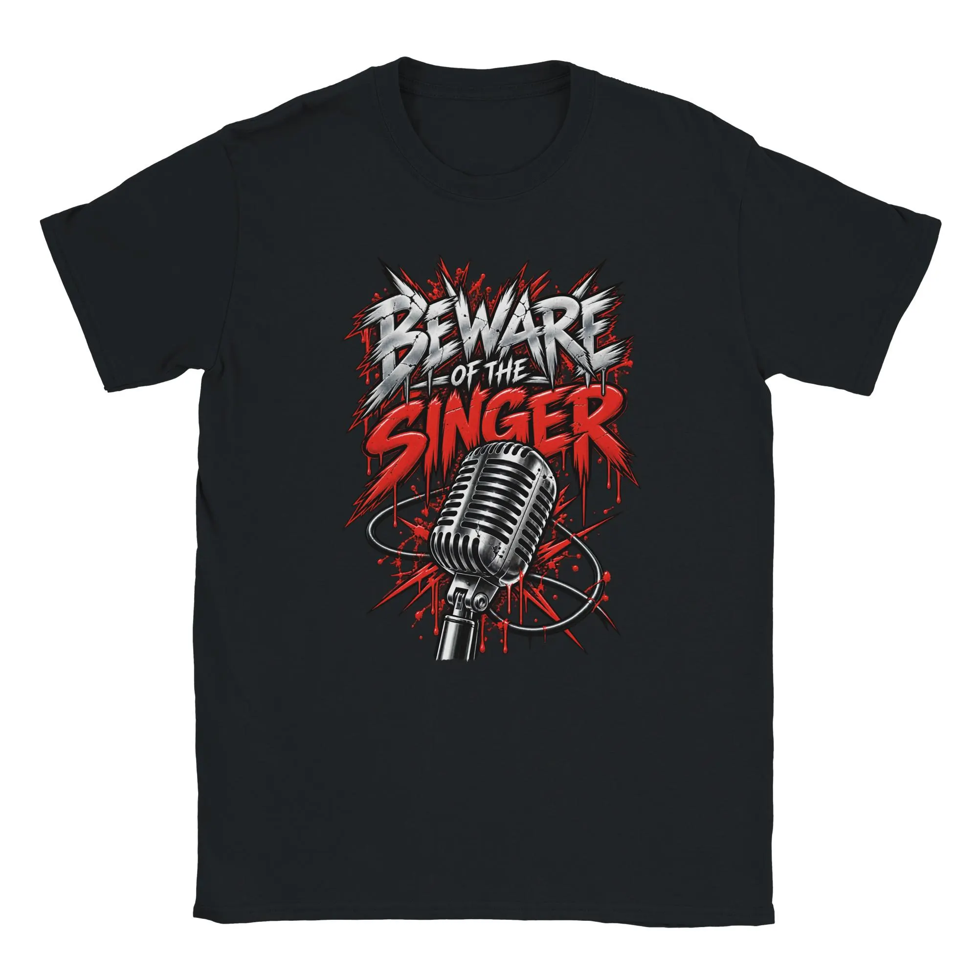 Gesang T-Shirt mit aufgerissener Schrift und Bühnenmotiv