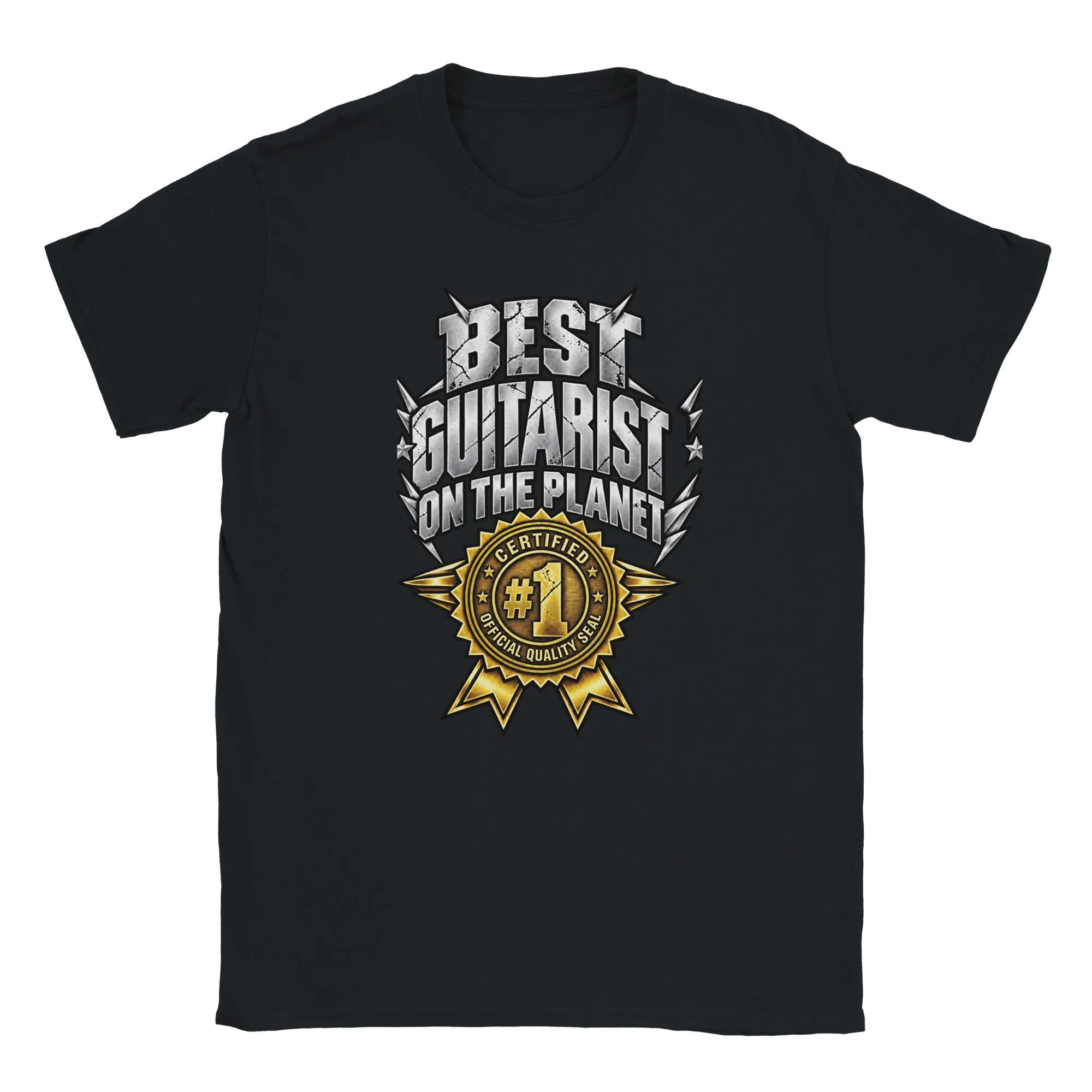 Gitarren T-Shirt im Rock-Look mit Official Quality Seal