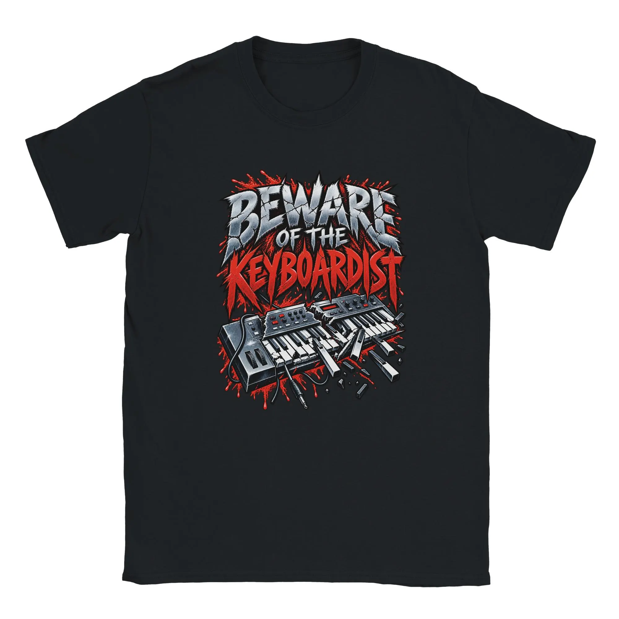Keyboard T-Shirt mit Synthesizer Motiv im Rocklook