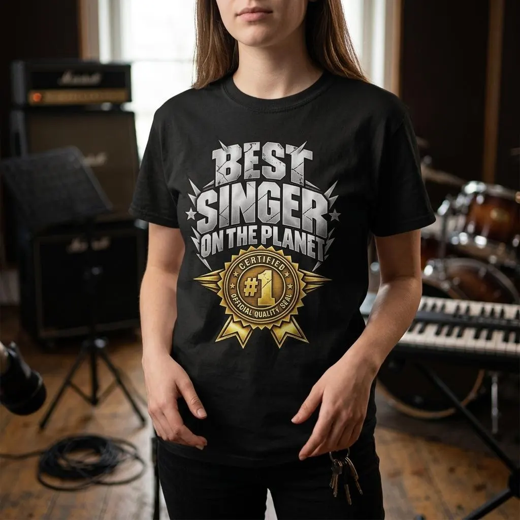 Sängerin T-Shirt mit goldenem Certified #1 Qualitätssiegel